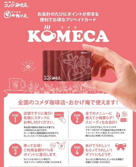 コメダ珈琲店　コメカ　ポイント